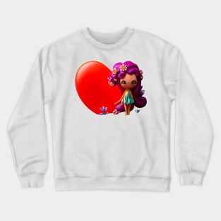 Anime Girl With Heart (Valentines Special) Crewneck Sweatshirt